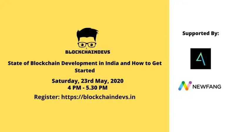 Poster for an online session on the state of blockchain development in India