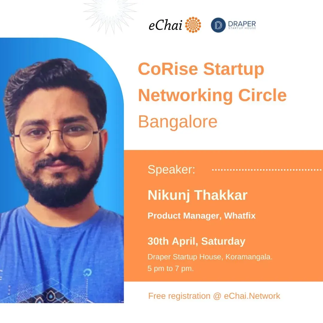 Event poster: Speaking at the CoRise Startup Networking Circle