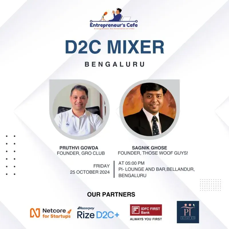 Event poster: D2C Mixer by Entrepreneur’s Cafe