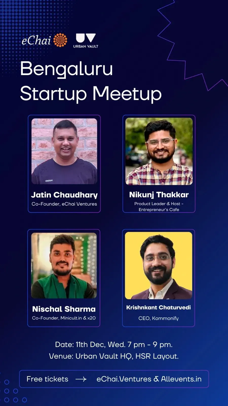 Event poster: Speaking at the eChai Bengaluru Startup Meetup