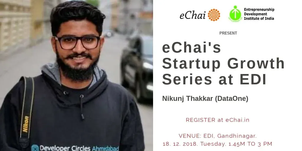 Event poster: Speaking at eChai’s Startup Growth Series at EDI