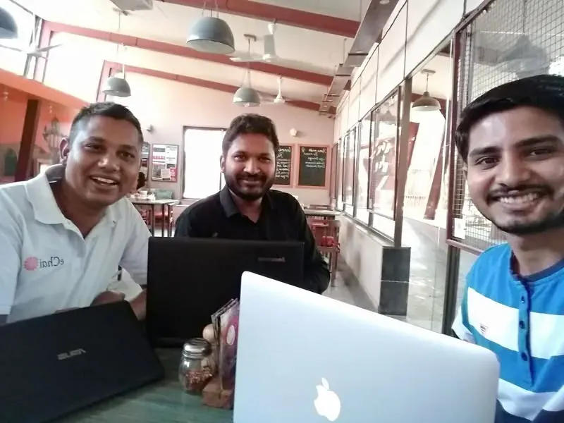 Nikunj with panelists before a Startup Saturday session