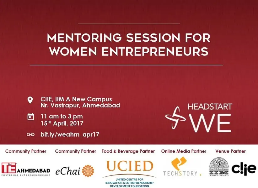 Event poster: Mentoring session for women entrepreneurs by WE at Headstart