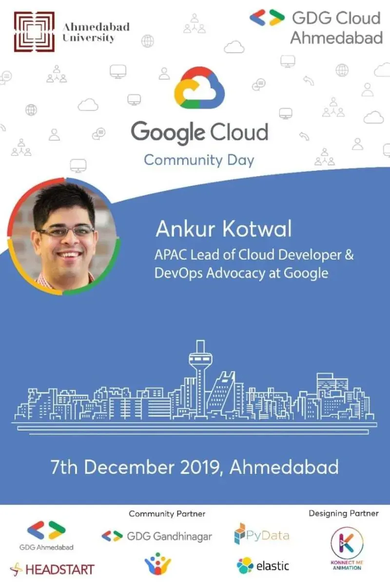 Google Cloud Community Day poster announcing Ankur Kotwal as first speaker