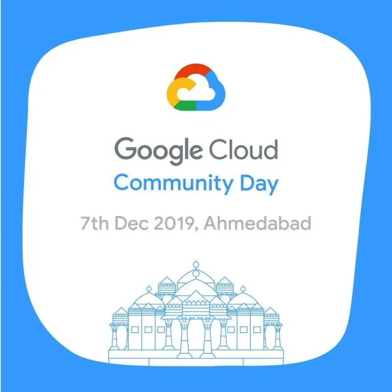 Google Cloud Community Day poster, 7 December 2019, Ahmedabad