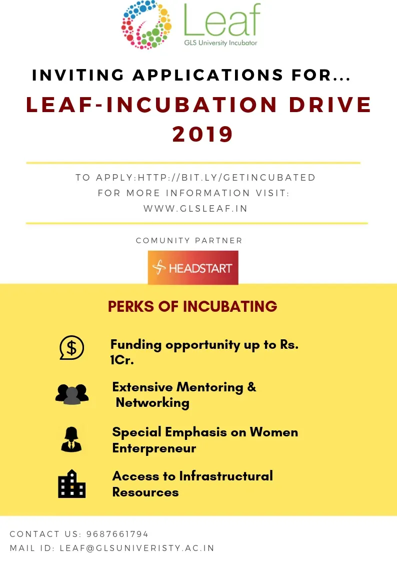 Leaf GLS University incubation drive 2019 poster