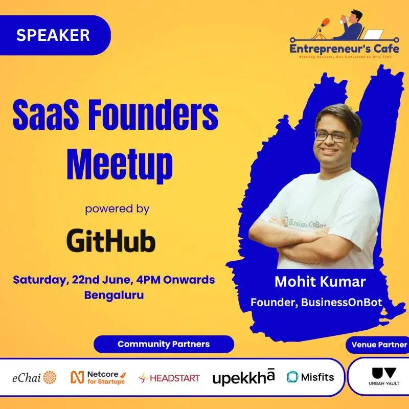 Event poster: SaaS Founders Meetup, powered by GitHub