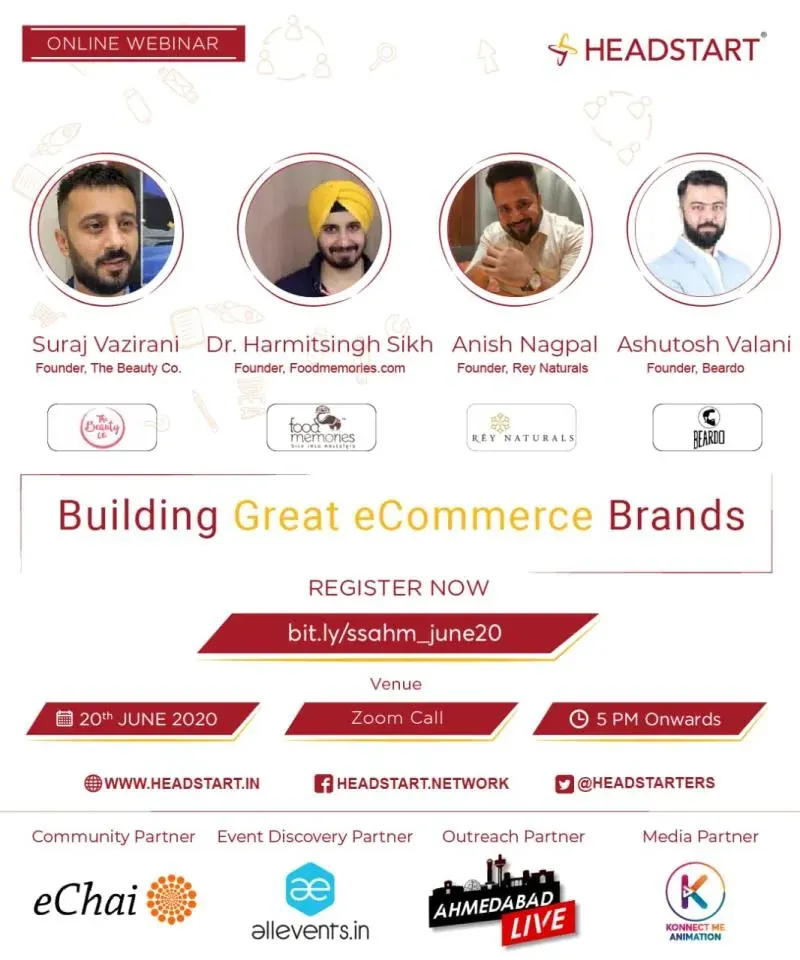 Headstart online session poster on building great eCommerce brands