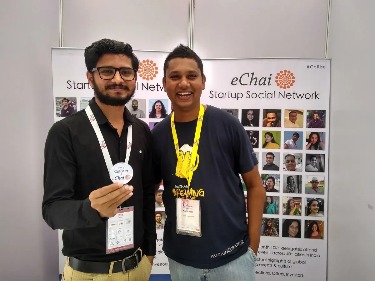 Nikunj at the eChai booth at TiECon 2018